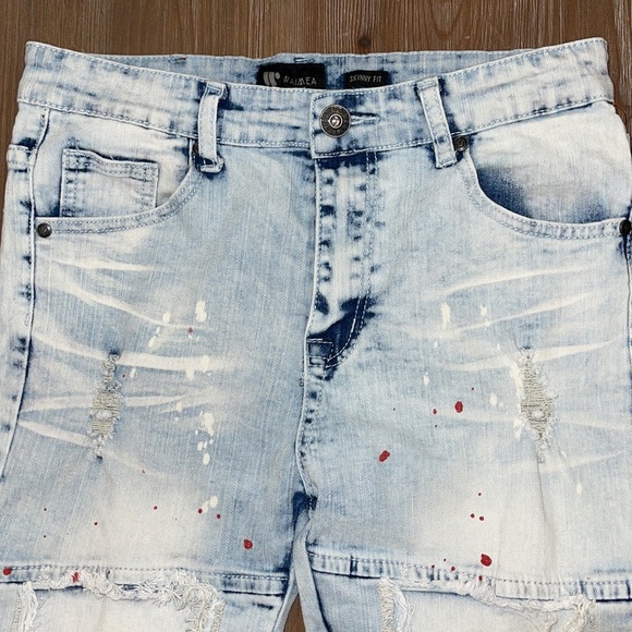 Waimea Paint Splatter Black Distressed Motto Denim skinny fit Jean size 20 - Picture 2 of 16